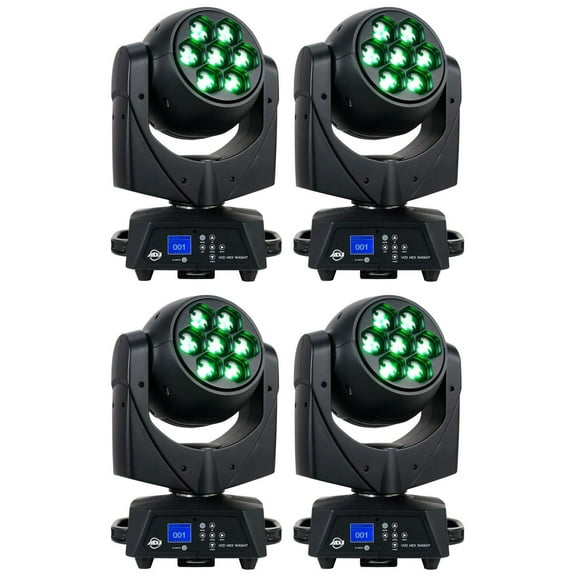 (4) American DJ ADJ VIZI HEX WASH 7 RGBWA UV LED Wireless DMX Moving Head Lights