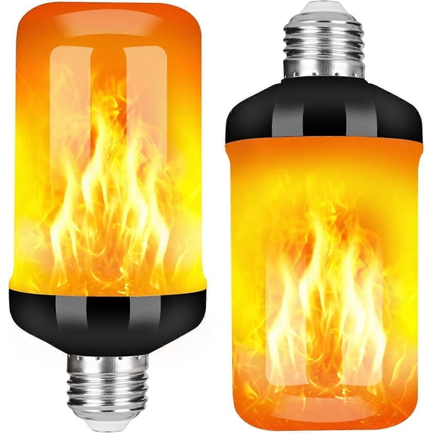 LED Flame Light Bulb, Upgraded 4 Modes Fire Light Bulbs with Upside Down Effect, E26 Base Flickering Light Bulbs(2 Pack)