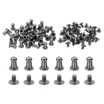 4mm Leather Rivets, 100 Sets Round Button Head Studs Metal Screw Studs Posts Chicago Screws Rivet for Clothing Leather Crafts, Black