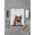 thumbnail image 3 of Corgi Peeking Out T-Shirt Men -Image by Shutterstock, Male Large, 3 of 4