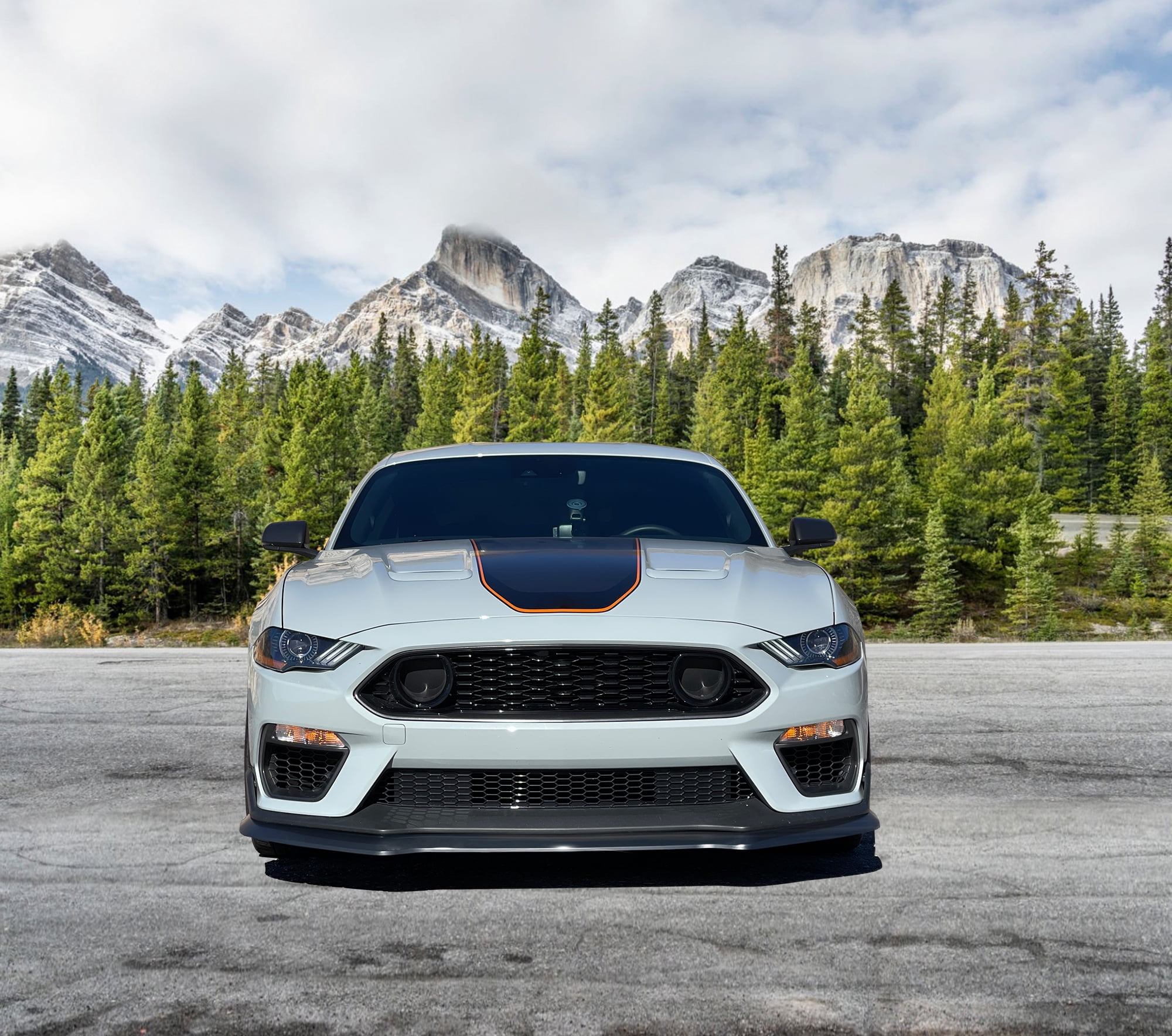 Ikon Motorsports Front Bumper Lip Compatible With 2021-2023 Ford Mustang Mach 1, Gloss Black PP Polypropylene Handling Package Style Front Lower Chin Lip Splitter Protector