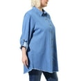 thumbnail image 5 of Plus Size Shirts for Women Chambray Top Button Down Denim Shirts Tops 2025 1X Blue, 5 of 8