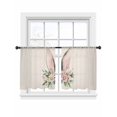 thumbnail image 2 of Sheer Curtain Panels Bunny Ear Rod Pocket Voile Window Curtains Spring Floral Beige Window Treatments Ligh Filtering Privacy Curtain Drapes for Bedroom Living Room 2 Panel Set 54 Inch Length, 2 of 9