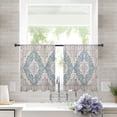 thumbnail image 2 of Traditional Blue, Sheer Curtains 54 Inches Length 2 Panels Set, Window Sheer Curtains for Living Room/Bedroom, Grey Abstract Middle Century Flower Light Filtering Rod Pocket Curtain 52'' x 54'' x 2, 2 of 7
