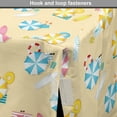 thumbnail image 4 of Summer Dog Crate Cover, Beach Fun Umbrellas Surfboard Flip Flops Life Sunbathing Repetition, Easy to Use Pet Kennel Cover Small Dogs Puppies Kittens, 7 Sizes, Pale Pink and Yellow, by Ambesonne, 4 of 6