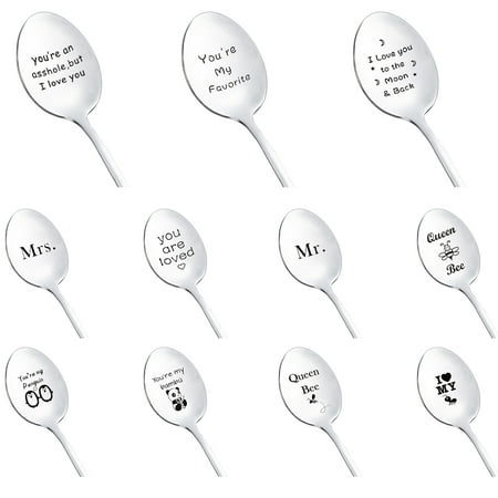 

Riapawel 1Pc Valentine S Day English Alphabet Lettering Spoon Stainless Steel Coffee Spoon Dessert Spoon Engraved Spoon