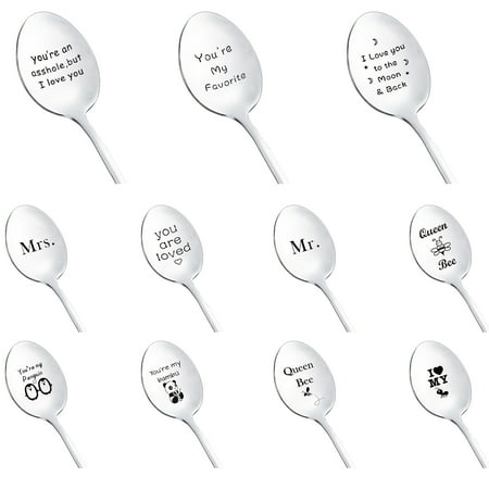 

Riapawel 1Pc Valentine S Day English Alphabet Lettering Spoon Stainless Steel Coffee Spoon Dessert Spoon Engraved Spoon