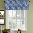 thumbnail image 3 of Navy Blue Garden Curtain Valances for Windows, Kitchen Valance Window Treatments Panel 2 Pack, Modern Art Building Trees Landscape Rod Pocket Short Curtains for Bathroom Bedroom 60 x 18 Inch, 3 of 8