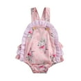 thumbnail image 1 of ITFABS Baby's Girl Casual Romper, Toddler's Rabbit Print Pleats Ruffle Romper, 1 of 8