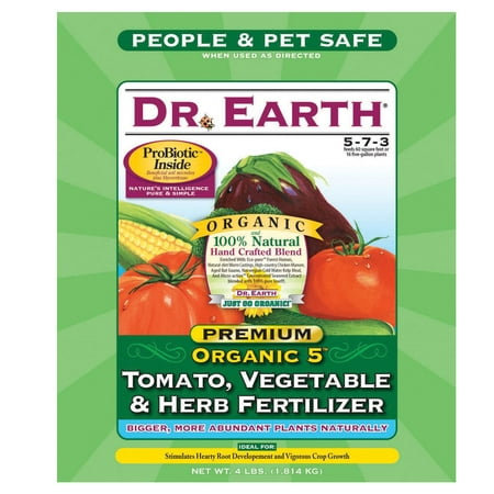 Dr. Earth 704 Organic 5 Tomato Vegetable Herb Fertilizer, Box 4-Pound, A superior blend of fish bone meal, feather meal, kelp meal, alfalfa meal, soft.., By Dr (Best Fertilizer For Container Vegetables)