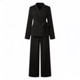 thumbnail image 5 of HAYIMI Womens Long Sleeve Plus Size Outfits Sets Lapel Jacket Wide Leg Pants Business Work Two Piece Solid Color Comfort Clothes Sets, 5 of 8