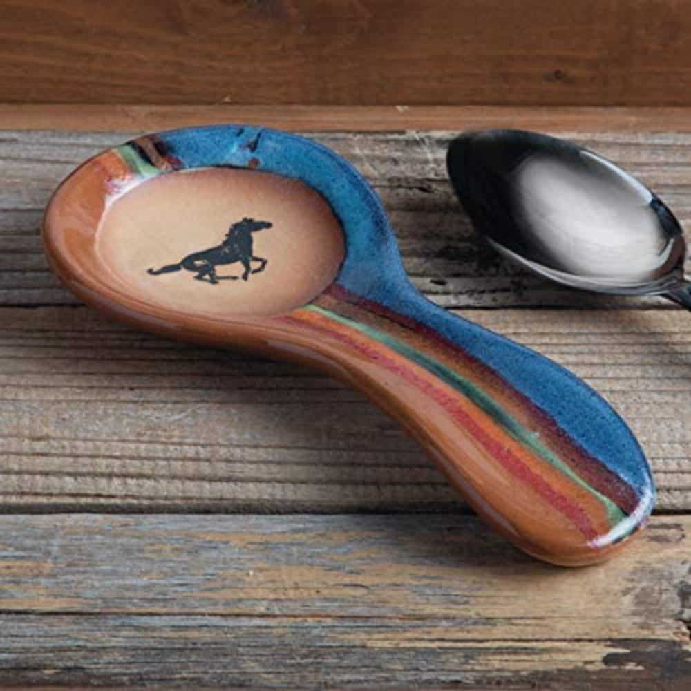 Demdaco at Home Among The Trees Blue 6 x 3.5 Stoneware Everyday Kitchen Rectangle Spoon Rest