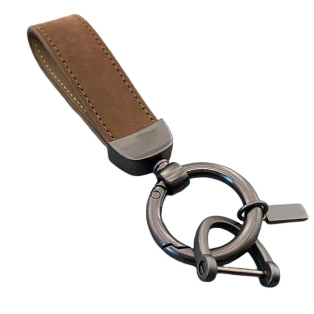 koolsoo Car Key Chain Sturdy Stylish Wear Resistant Decor Simple Key Chain Strap Hanging Brown
