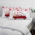 thumbnail image 3 of Valentine's Day Pillow Covers, Linen Long Throw Pillow Case, Pink Love Heart Truck Floral Romantic Holiday Pillow Protector Decorative Cushion Cover for Living Room/Bedroom 20" x 26", 3 of 8