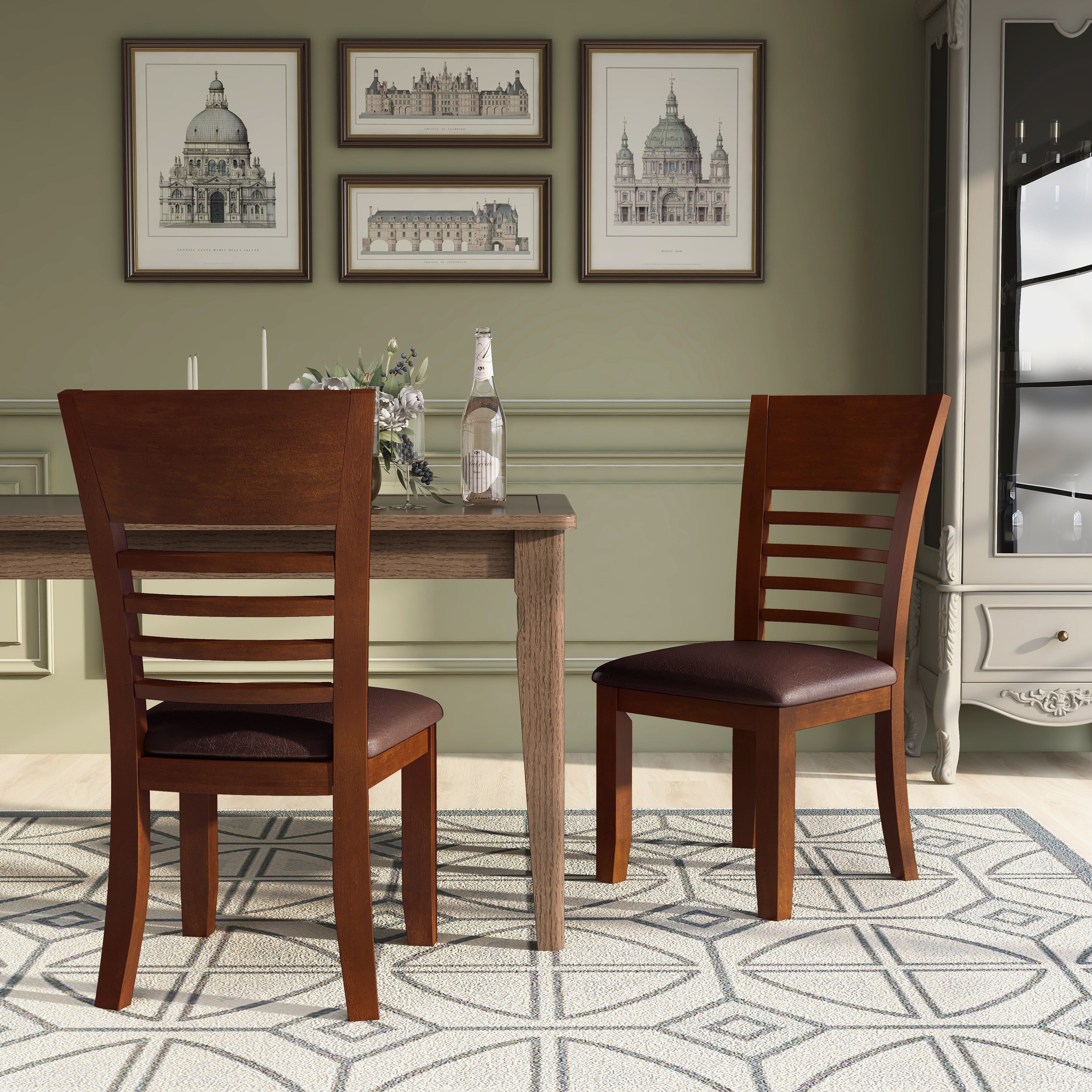 Furniture of America Rons Modern Ladderback Wood Dining Chairs (Set of