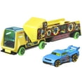 thumbnail image 5 of Hot Wheels Super Rigs, Toy Transporter Truck & Toy Car in 1:64 Scale (Styles May Vary), 5 of 7