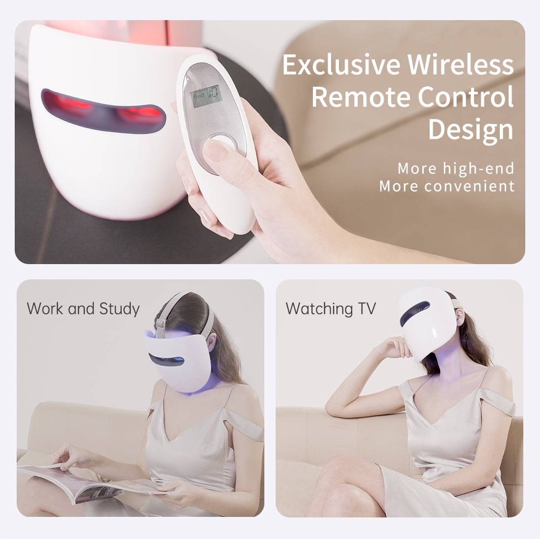 LED Face Mask – 8-Color Wireless Light  for Skincare, Red & Blue Light, Infrared, Anti-Aging & Wrinkle Reduction, ACE RB-081