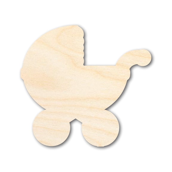 Unfinished Wood Baby Stroller Shape 3" / 1/4"