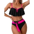 thumbnail image 2 of SUNSIOM Mommy and Me Swimsuit, Contrast Color Leaves Print Ruffled Bra with Briefs Family Matching Swimsuit 2-piece Summer Bikini Set, 2 of 6