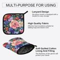 thumbnail image 3 of Yayeee Oven Mitts and Pot Holder Set of 2 Heat Resistant Kitchen Gloves Baking Hot Pad, Vibrant Pink Floral Pattern, 3 of 5