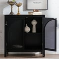 thumbnail image 4 of Living Room Cabinets Black Accent Cabinet with Doors, Rattan Sideboard Buffet Cabinets with Storage, Adjustable Shelf, 29 Inch Narrow Credenzas Storage Cabinet for Living Room, Entryway and Kitchen,P, 4 of 10