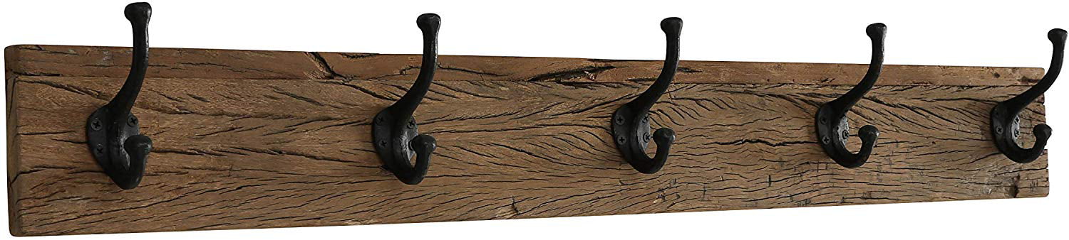 5 Wooden Satin Door Hook Coat Hanging Storage Rack Wall Mounted Pine Board 
