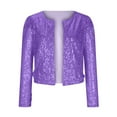 thumbnail image 6 of Elainilye Fashion Womens Jackets Open Front Sequin Jacket Long Sleeve Short Blazer Casual Plus Size Coat Tops,Purple, 6 of 7
