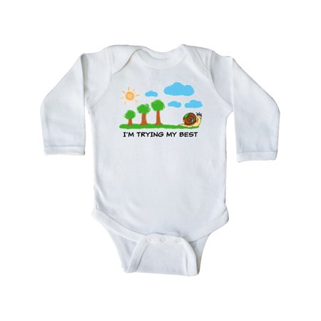 

Inktastic Painting Snail I m Trying My Best with Sun and Trees Gift Baby Boy or Baby Girl Long Sleeve Bodysuit