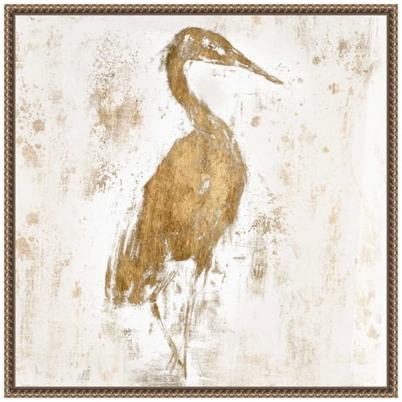 Amanti Art Gilded Heron I Framed Canvas Wall Art Print