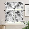 thumbnail image 2 of Watercolor Black Grey Floral Kitchen Curtains Set 3 Piece for Windows Curtains Valances and Tier Curtains 36 Inch Length, Rod Pocket Drapes Abstract Printed Curtains for Living Room Bedroom Bathroom, 2 of 5