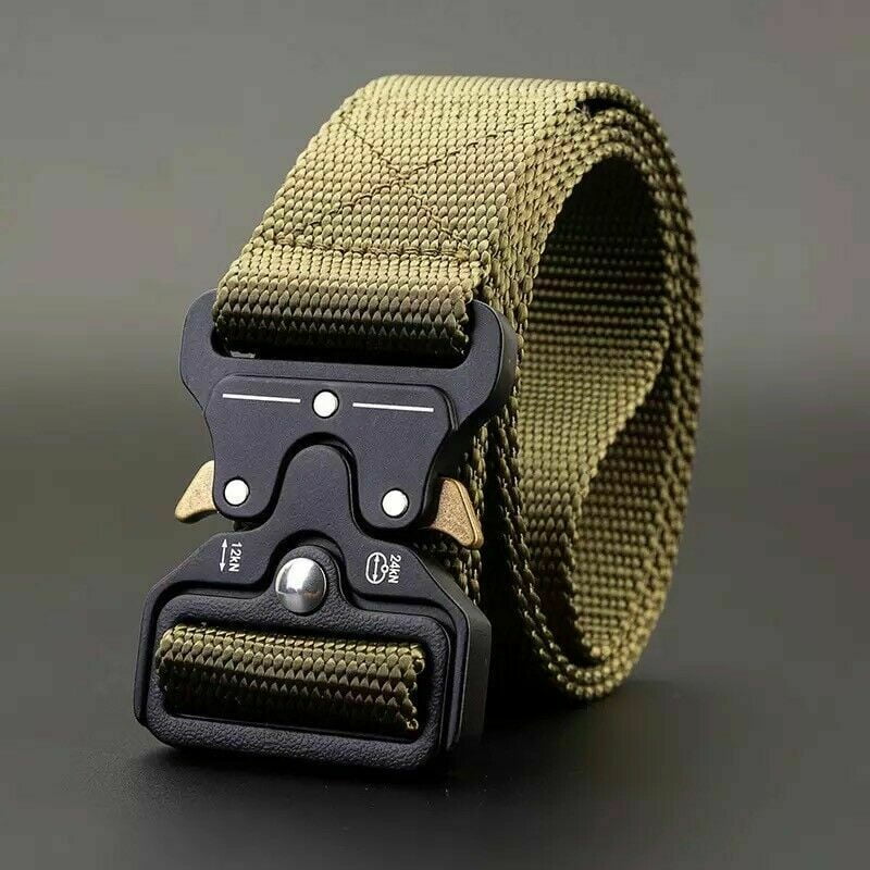 Military Army Style Mens Utility Web Belt Black OD Green Equipment Belt for Men 
