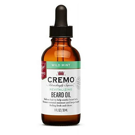 Cremo Beard Oil, Revitalizing Wild Mint, 1 fl oz - Restore Natural Moisture and Soften Your Beard To Help Relieve Beard Itch