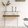 thumbnail image 5 of Ivinta Narrow Glass Console Table with Storage Modern Sofa Table Entryway Table Glass Writing Desk Small Computer Desk TV Table Buffet Table Modern Accent Table for Small Space Living Room Hallway, 5 of 9