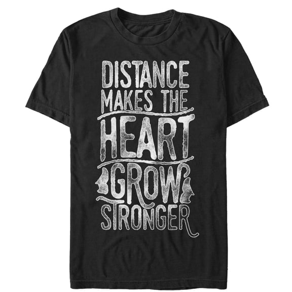 Women's CHIN UP Valentine Distance Makes Heart Stronger  Boyfriend Graphic Tee Black Small