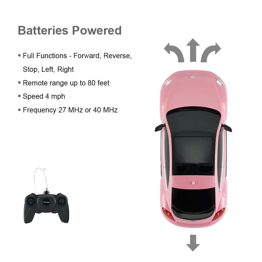 Radio Remote Control 1/24 Scale Volkswagen Beetle Licensed RC Model Car (Pink)