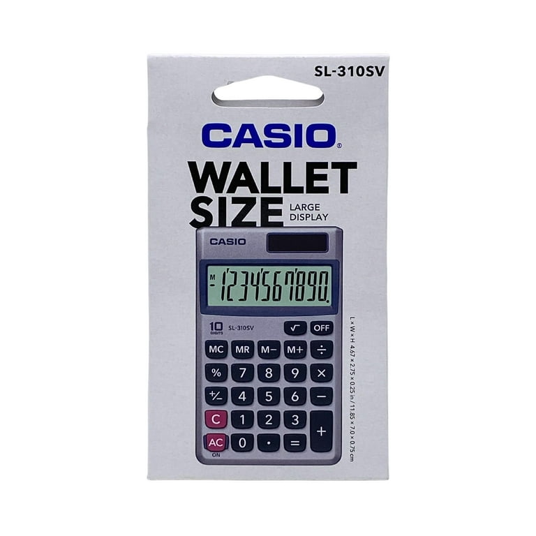 Casio Wallet Size 10-Digit Solar Calculator with Large Display