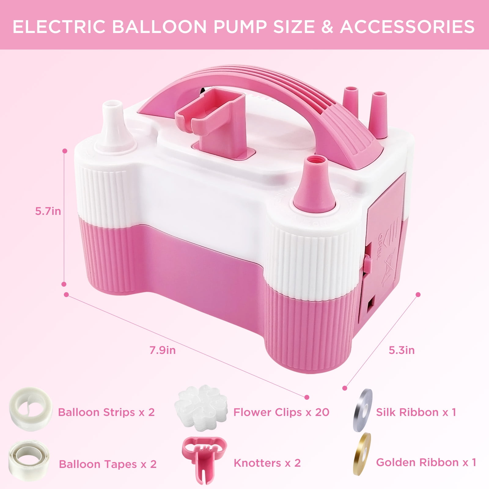 Lefree Balloon Pump Electric Balloon Inflator Air Balloon Tank for Party,  Pink