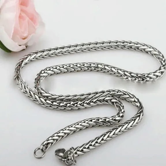 3/4/5/6MM 18-36" MEN Silver Stainless Steel Wheat Braided Chain Necklace