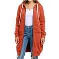 thumbnail image 2 of Women Plus Size Zip Up Hoodies Long Sleeve Tunic Sweatshirt Long Fleece Hoodie Jacket with Pockets Saffron 3XL, 2 of 4
