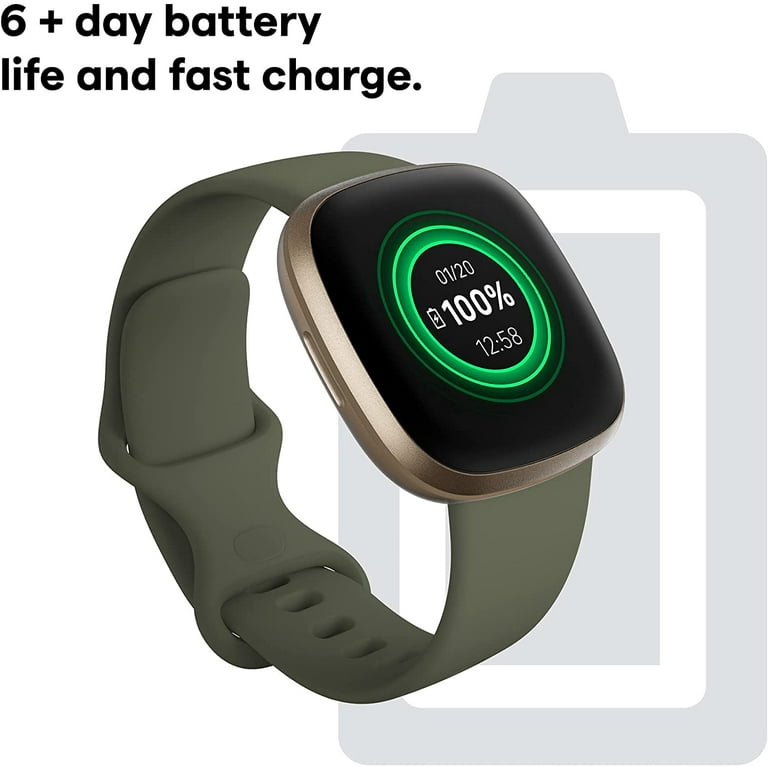 Restored Fitbit Versa Health Fitness Smartwatch Olive Soft
