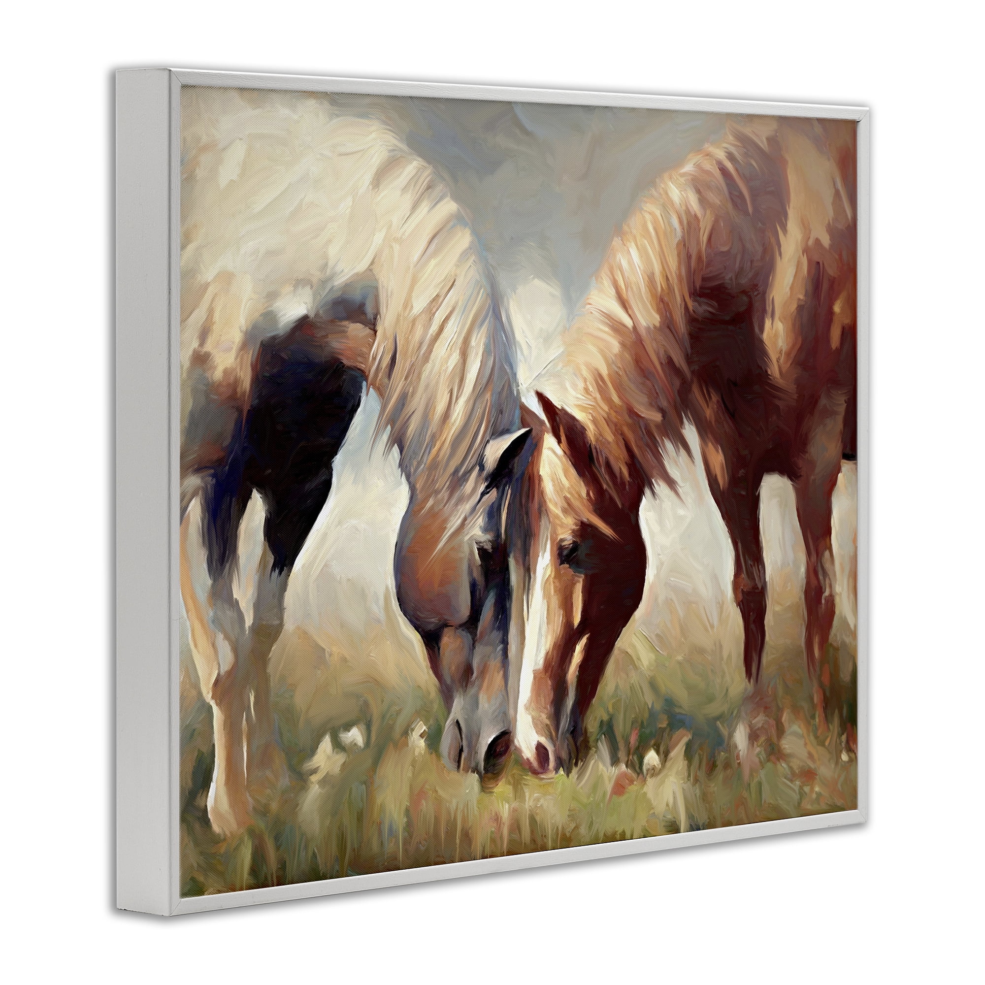 Stupell Industries Horses Touching Noses Animals & Insects Painting White Framed Art Print Wall Art, 20 x 16