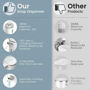 ALLJOY Automatic Soap Dispenser,Foaming Soap Dispenser Bathroom 12.8oz/380ML Rechargeable Wall Mount Touchless Foam Hand Soap Dispenser for Bathroom Kitchen