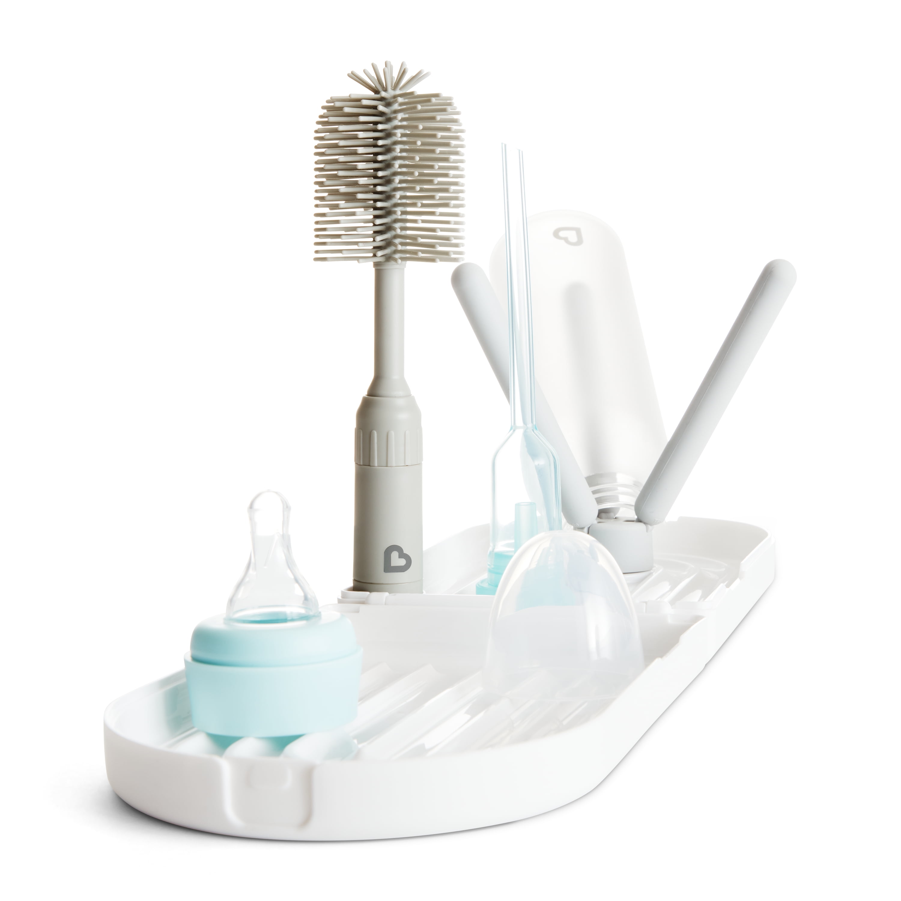 Munchkin® Portable Bottle Drying Rack with Silicone Bottle Brush, Great for Travel and Diaper Bags, White