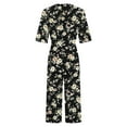 thumbnail image 4 of Yghzkop Women's Jumpsuit Floral Print V Neck Short Sleeve Back Zipper Side Pockets Wide Leg Wrinkle-Free Summer Beach Loose Fit Trendy Outfit, 4 of 5