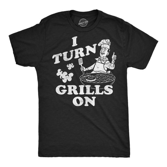 Mens Funny T Shirts I Turn Grills On Sarcastic BBQ Graphic Novelty Tee for Men Graphic Tees