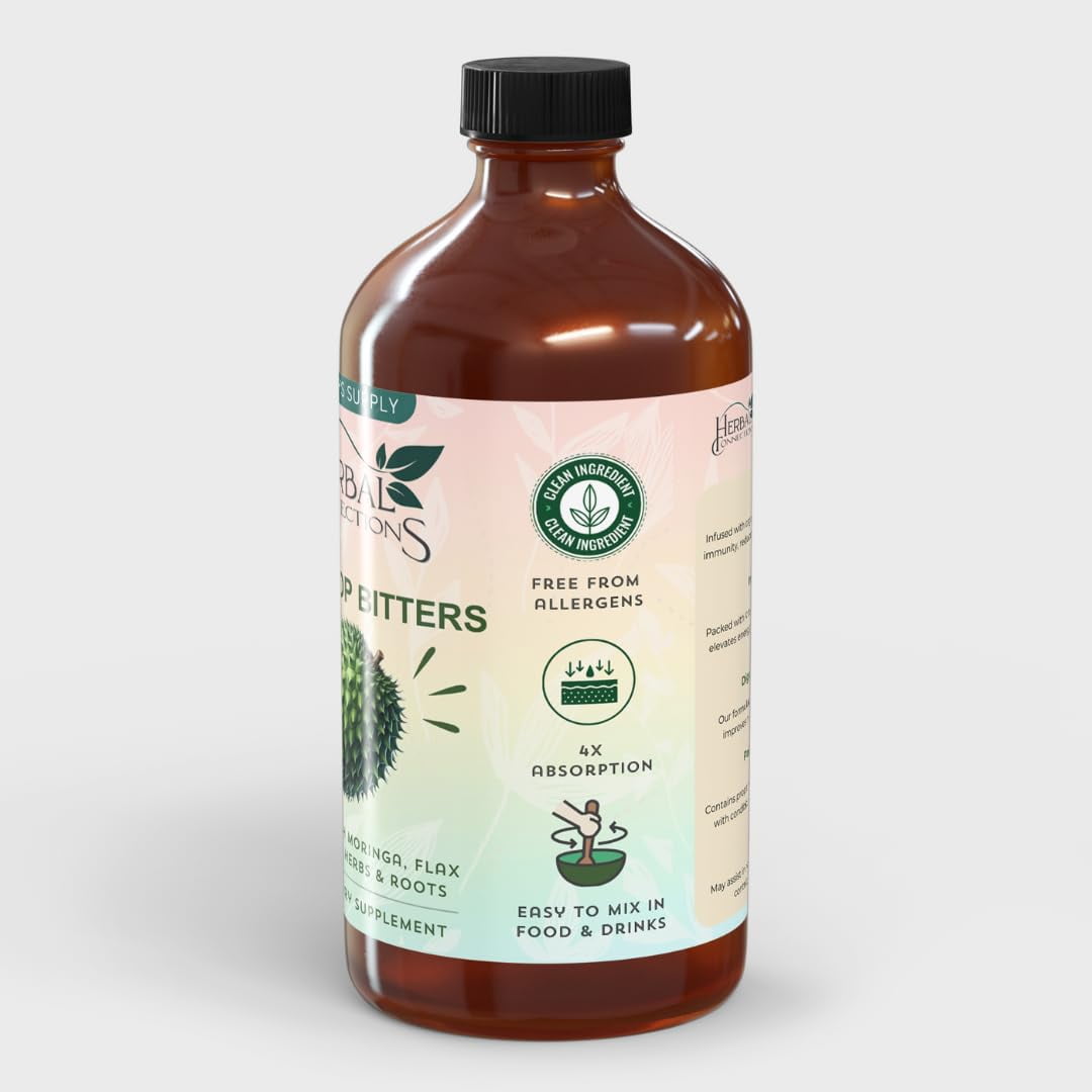 Herbal Connections Organic Soursop Bitters - 32 Ounces, Vegan, Organic and Non-GMO