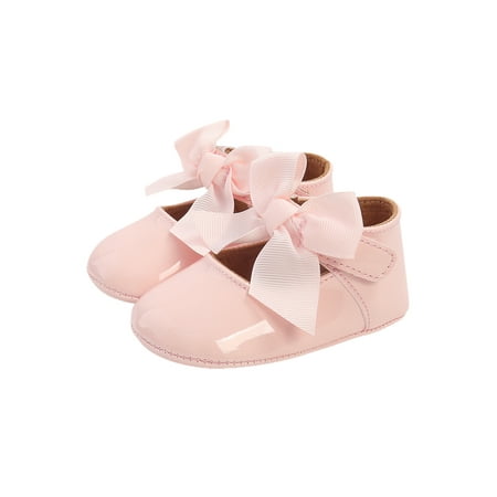 Douhoow Baby Girl Shoes Soft Sole Princess Flats Shoes Infant Ribbon Bow Non-Slip Crib Shoes