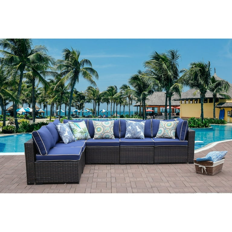 Holliston 6 piece rattan sectional deals