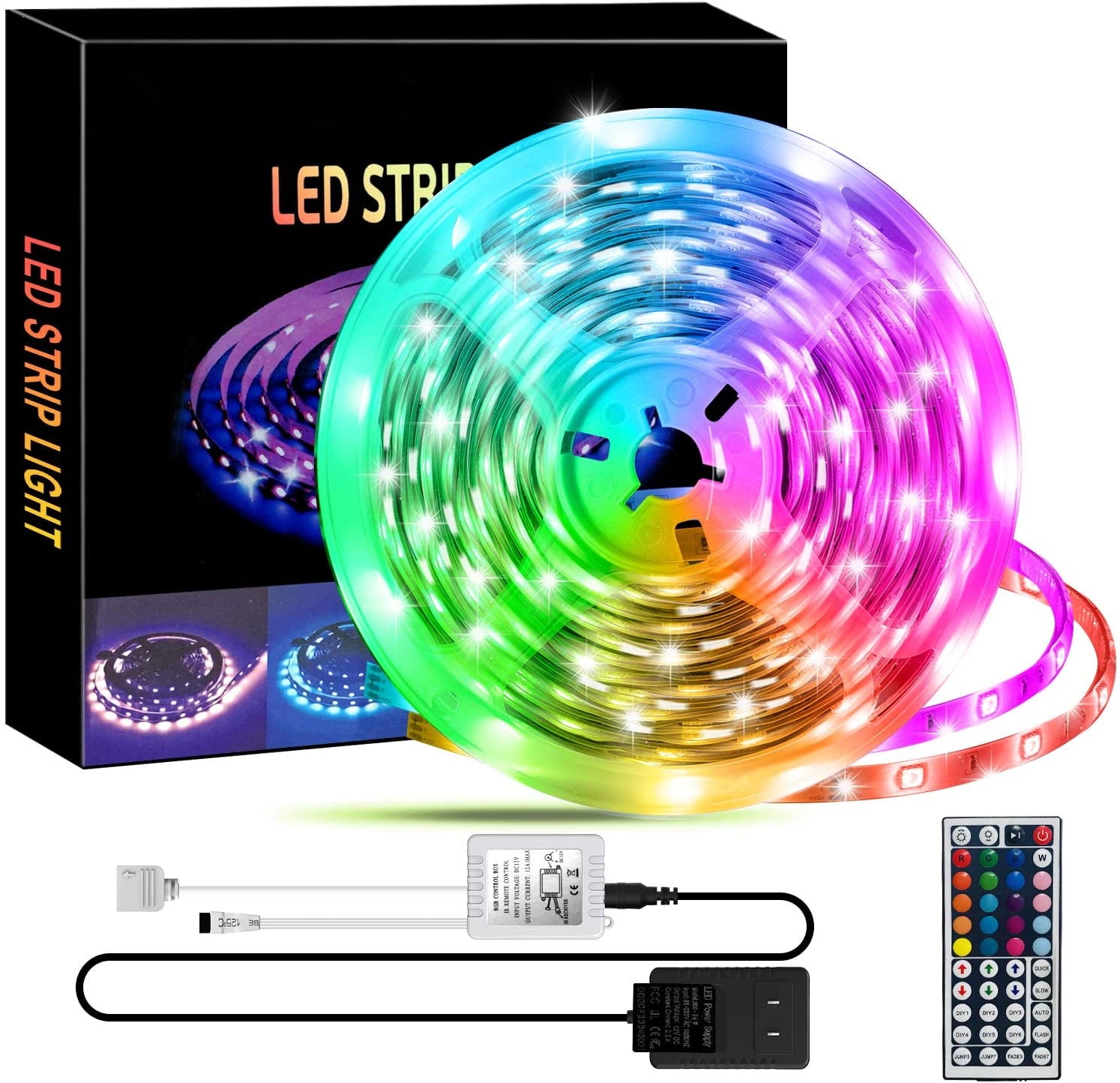 16FT 3528 RGB SMD LED Stript Light Flexible Remote Fairy Lamp Room TV Party Bar 