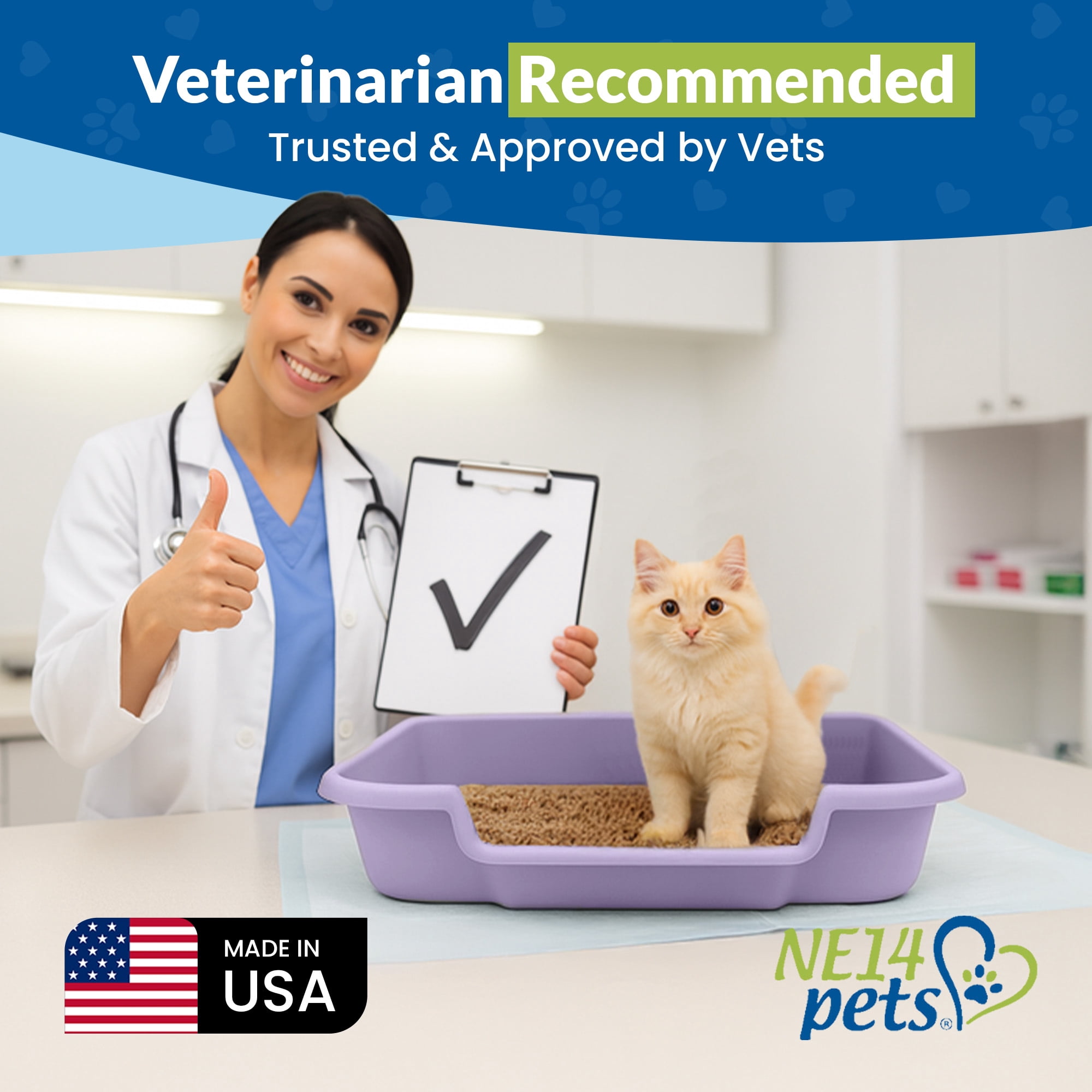 Kitty Go Here Senior Cat Litter Box for Cats Who Can't Cope With A Traditional Litter Box Lavender